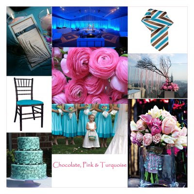 pink and turquoise wedding theme