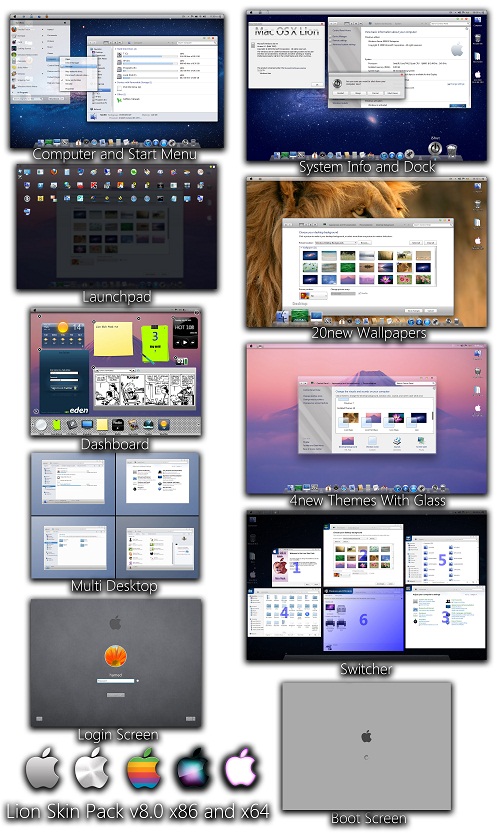 lion skin pack x86 v8 0 by hameddanger d4661v6 Transform Windows 7 ke Mac OS X Lion