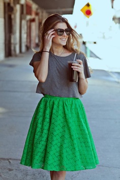 Long green skirt for ladies