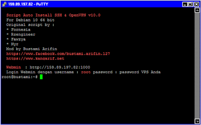 Script Auto Install SSH dan OpenVPN untuk VPS Debian 10 64 bit