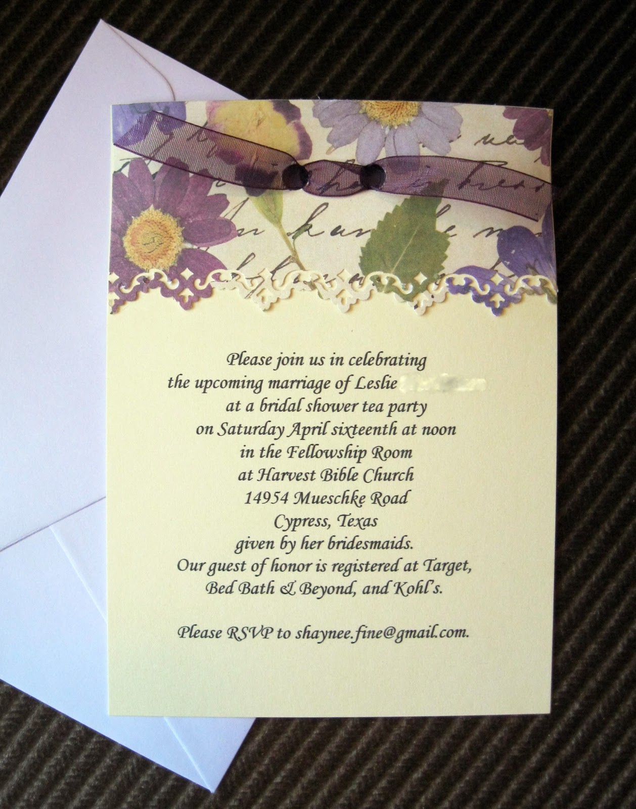 handmade wedding sample cards