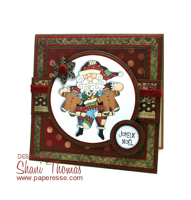 Christmas card featuring digital topper from Cheryl Seslar Santa Claus is Coming to Town set, by Paperesse.