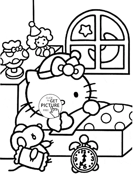 Hello Kitty Ready To Sleep Coloring Page For Kids For Girls Coloring Pages  Printables Free 
