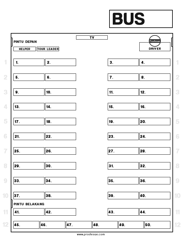 Galeri Gambar Denah Kursi Bus Pariwisata FIle JPG dan PNG