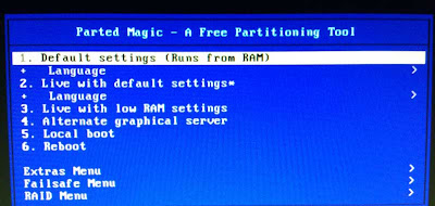 Parted Magic Boot Options