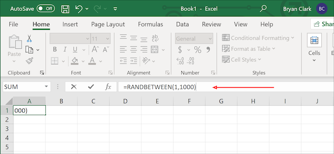 صيغة رقم عشوائي Excel