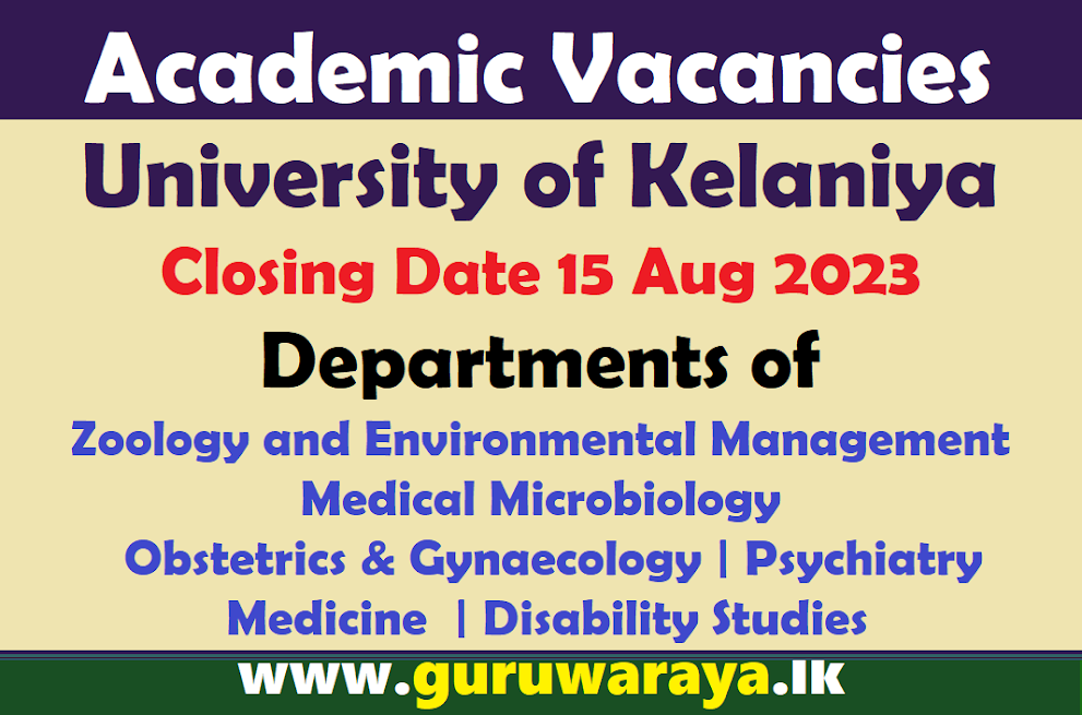 Academic Vacancies : University of Kelaniya