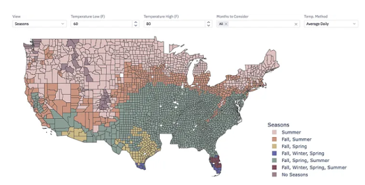 Weather or Not's temperature map of the US