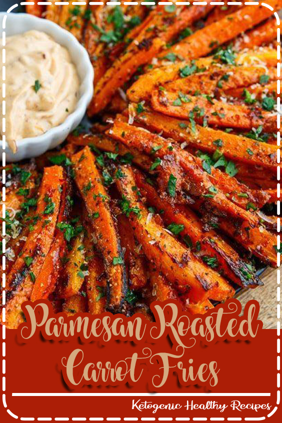 Sweet roasted carrot fries covered with crispy parmesan cheese!  #dessert #healthy #food #carrot