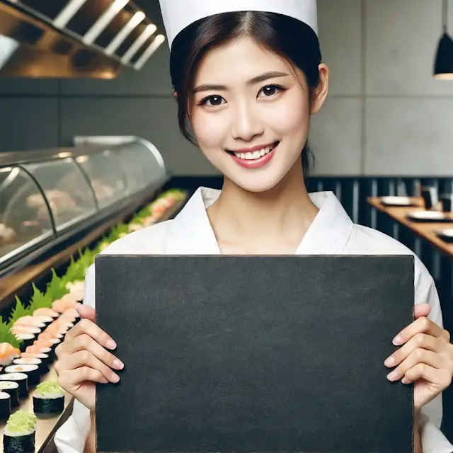 Japanese restaurant (sushi),Message board,AI Image, Free Stock Photo02