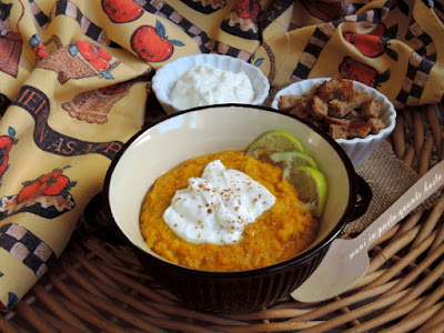 Coconut pumpkin curry red lentil stew