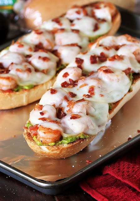 Open-Faced Guacamole Shrimp Melts Image