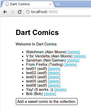 Most importantly my dart comics application is back in business