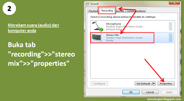 merekam suara dari komputer-stereo mix