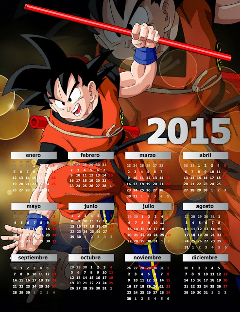 calendario 2015 anime dbz