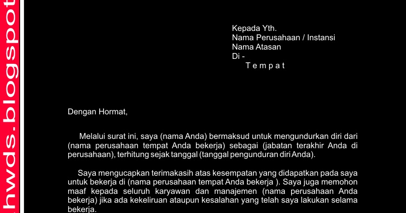 Contoh Surat Pengunduran Diri Buat Instansi Atau Kantor 