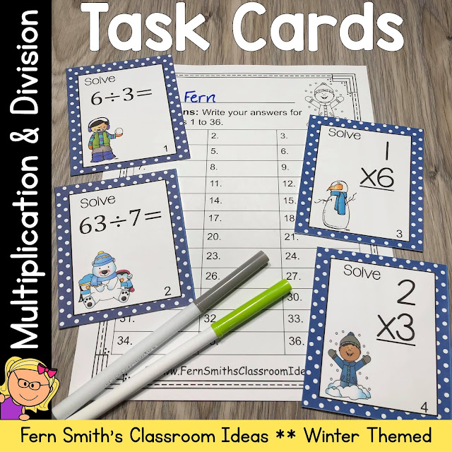 Click Here to Download These Winter Multiplication and Division Task Cards For Your Students Today!