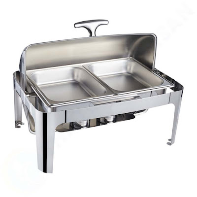 Nồi hâm nóng thức ăn buffet chữ nhật 2 ngăn nắp vòm mở 180 độ NF2117-2