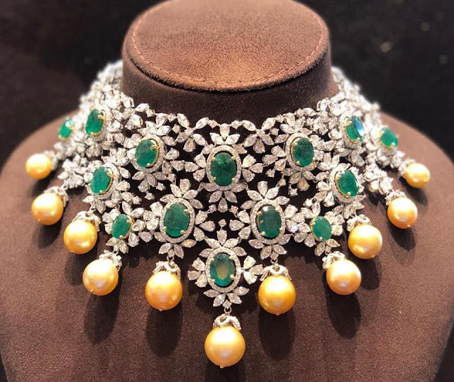 Cabochon Emerald Heavy Choker by Mangatrai 