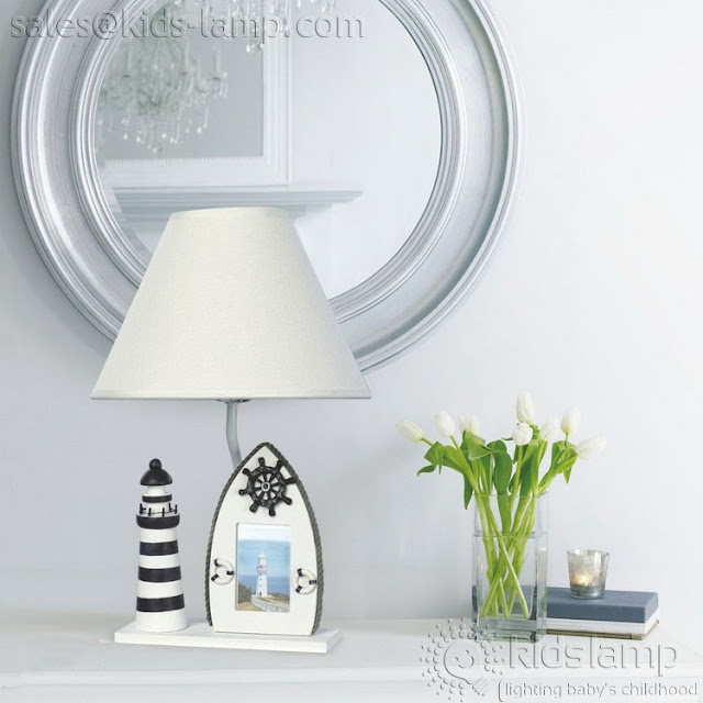 Beach style nautical kids table lamps