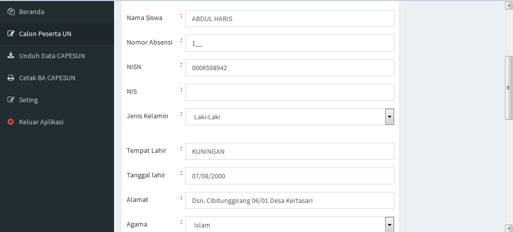 Perbaikan Data (Verifikasi & Validasi) Calon Peserta UN 