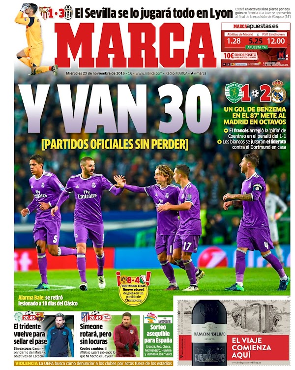 Real Madrid, Marca: "Y van 30 partidos oficiales sin perder" Real Madrid, Marca: "Y van 30 partidos oficiales sin perder"