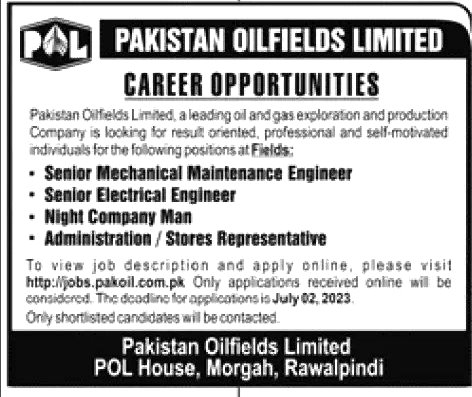 Pakistan Oilfields Limited POL Jobs 2023  - Online Application Procedure