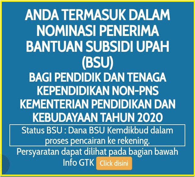 Cara cek bantuasn subsidi upah BSU GTK Honorer