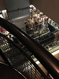 Jamie's Italian, Cardiff. View through railings at downstairs bar