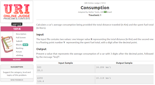 URI 1014 Consumption Solution in C++