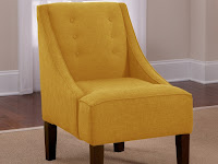 Chic Skyline French Yellow Button Accented Linen Swoop Arm Chair