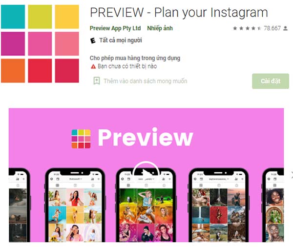 Cách tải và sử dụng APP PREVIEW - Plan your Instagram a1