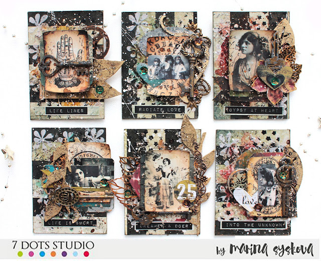 @marinasyskova #scrapbooking #atc #artisttradingcard #7dotsstudio #mixedmedia