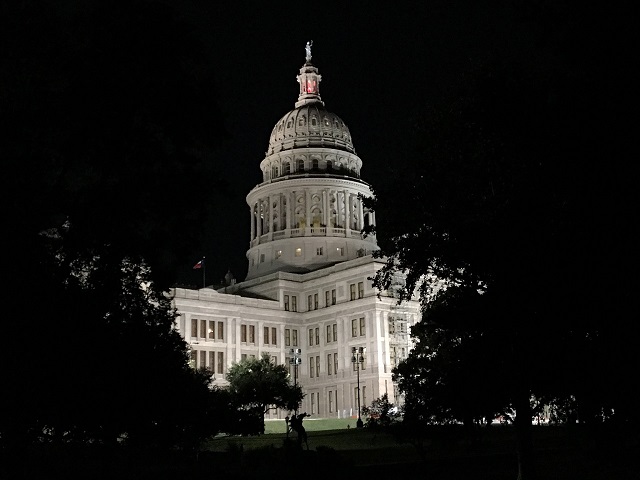 The Texas Capitol by night