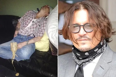 Johnny Depp Sleeping and Covered in Ice-Cream