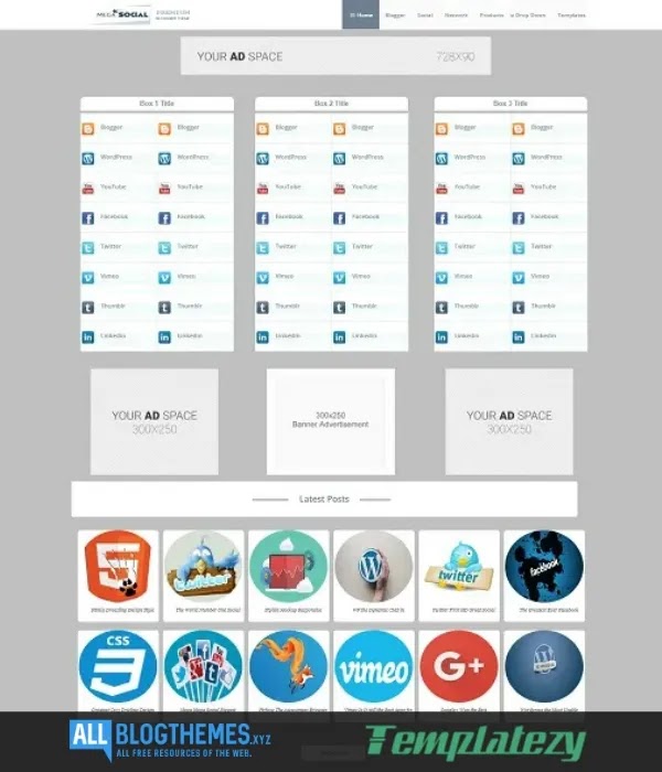 Mega Social Responsive Blogger Template