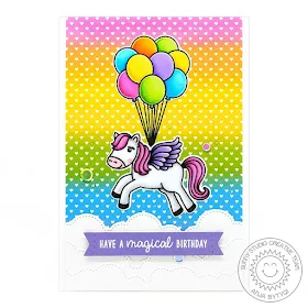 Sunny Studio Stamps: Prancing Pegasus Floating By Fluffy Clouds Border Dies Magical Pegasus Birthday Card by Anja Bytyqi