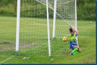 cayendose dentro del arco, no pudo evitar el gol