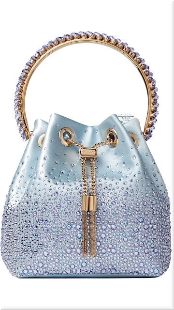 ♦Jimmy Choo smoky blue Bon Bon satin bag with dégrade crystals #jimmychoo #bags #blue #brilliantluxury