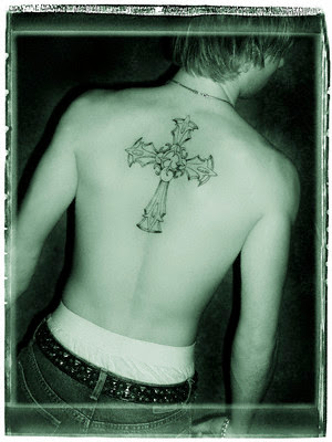 Black and White Memorial Cross / Hands Tattoo