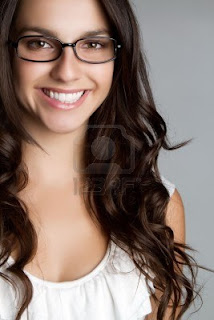 beautiful women using eyeglass