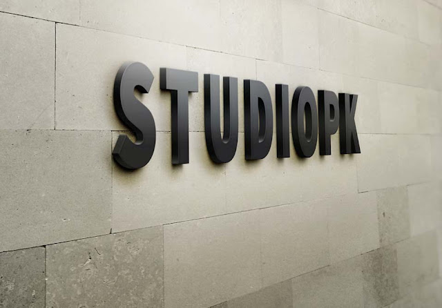 StudioPk 3D Wall Logo Mockup PSD File Download StudioPk 3D Wall Logo