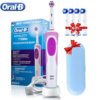 Oral B Waterproof Electric 2D Rotary Vibration Toothbrush with Inductive Charger Timer