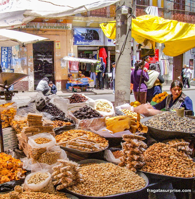 Mercado de rua em la Paz, Bolívia