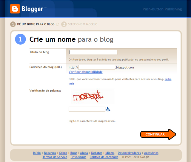 Como fazer um blogspot tela inicial