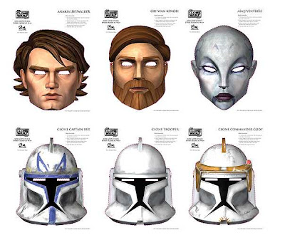 Star Wars Clone Wars masks. Download them here.