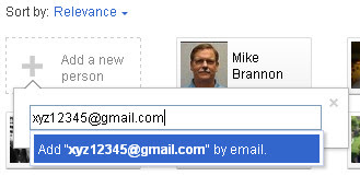 Google+ Circles: Type e-mail address