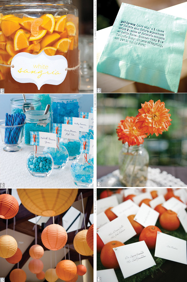 teal and orange wedding