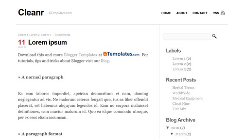 Cleanr Blogger Template