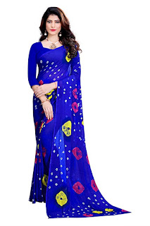 Amazon plain pure chiffon sarees with zari border and designer blouse under 1000-online shopping